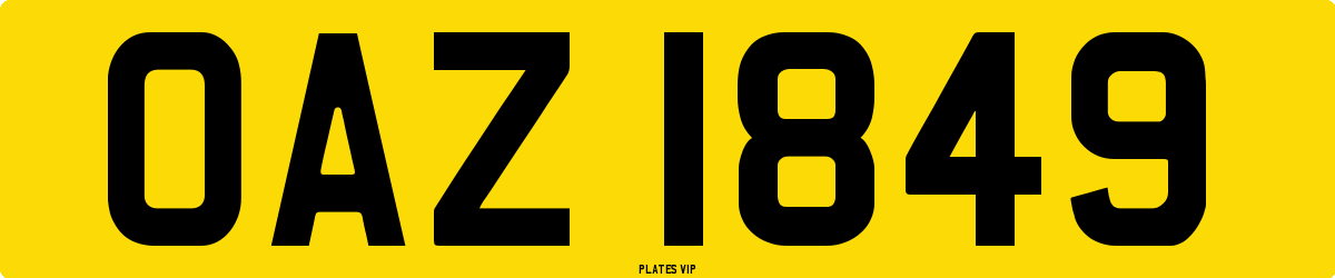 OAZ 1849 Number Plate