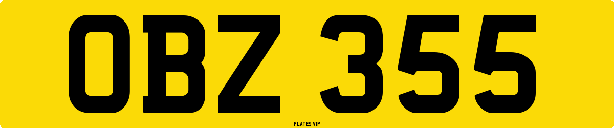 OBZ 355 Number Plate