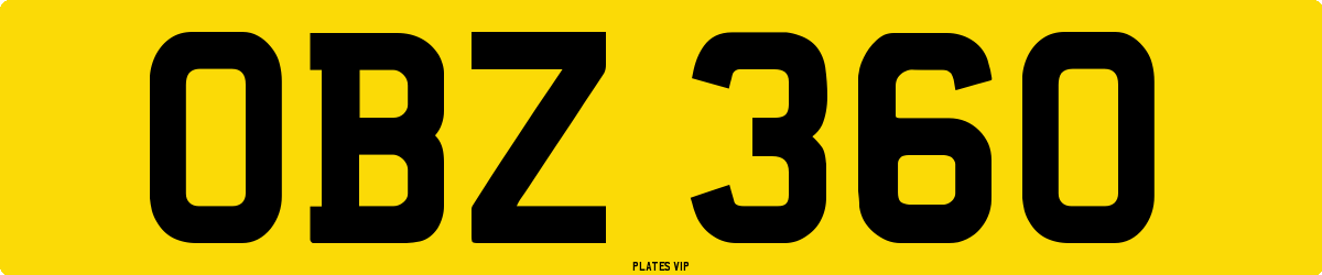 OBZ 360 Number Plate