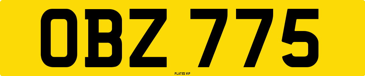 OBZ 775 Number Plate