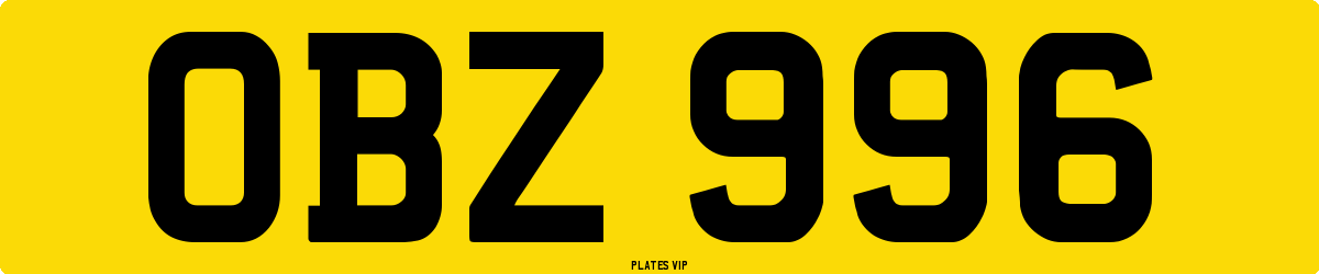 OBZ 996 Number Plate