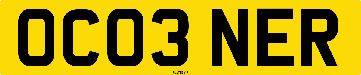 OC03 NER Number Plate