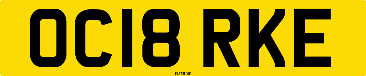 OC18 RKE Number Plate
