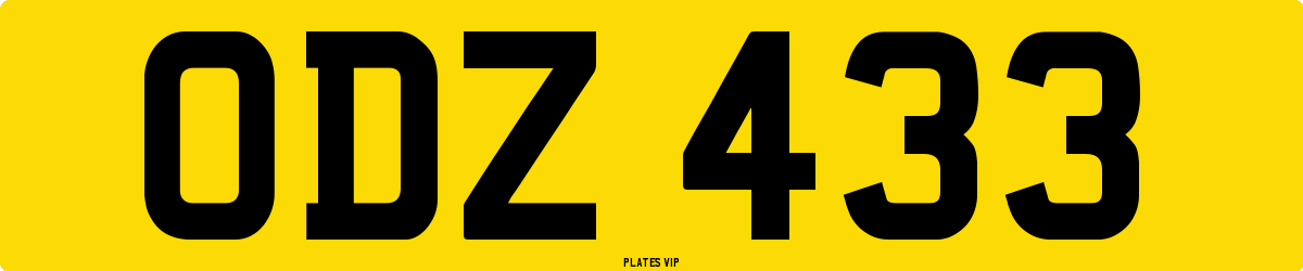 ODZ 433 Number Plate