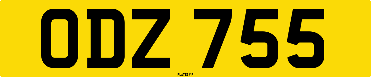 ODZ 755 Number Plate
