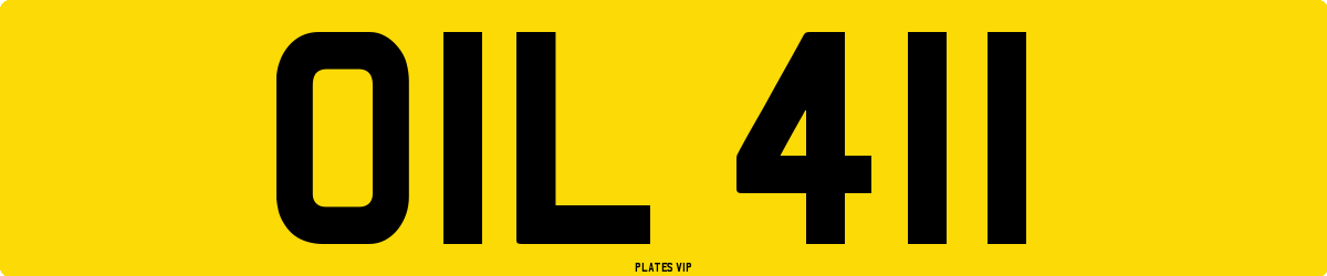 OIL 411 Number Plate