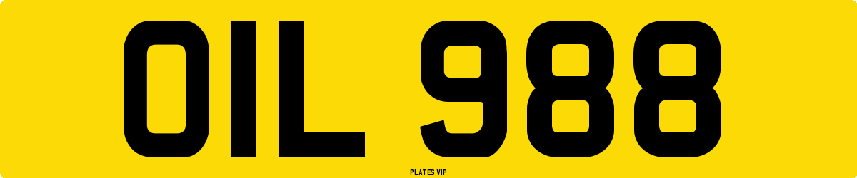 OIL 988 Number Plate