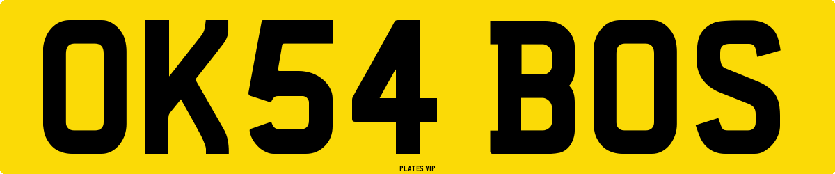 OK54 BOS Number Plate