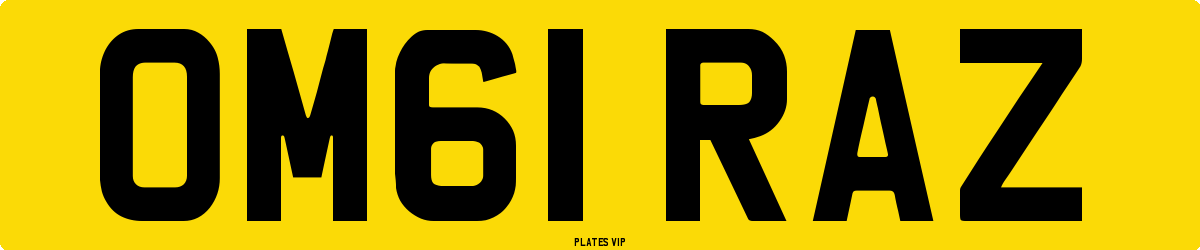 OM61 RAZ Number Plate