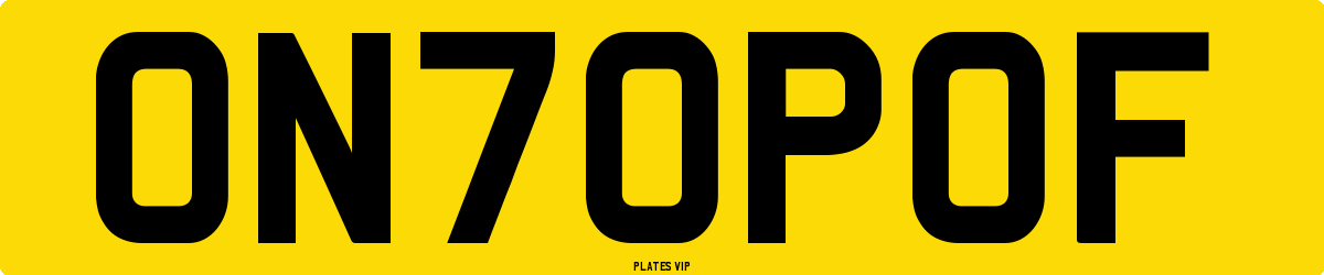 ON70POF Number Plate