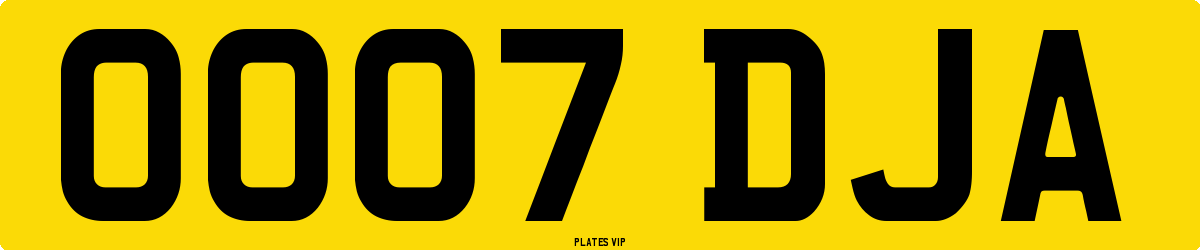 OO07 DJA Number Plate