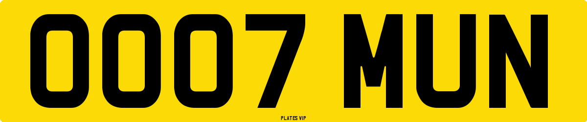 OO07 MUN Number Plate