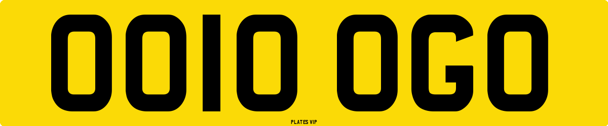 OO10 OGO Number Plate