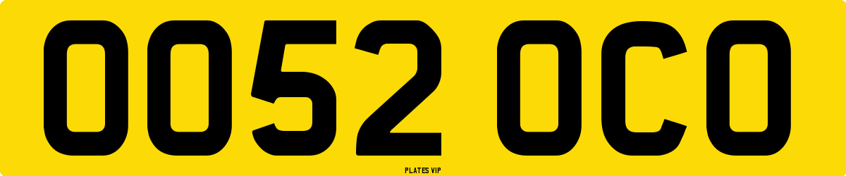 OO52 OCO Number Plate