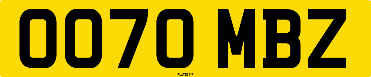 OO70 MBZ Number Plate