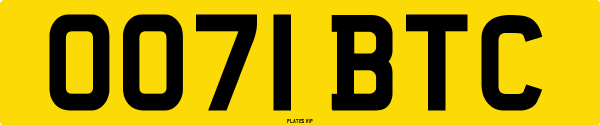 OO71 BTC Number Plate