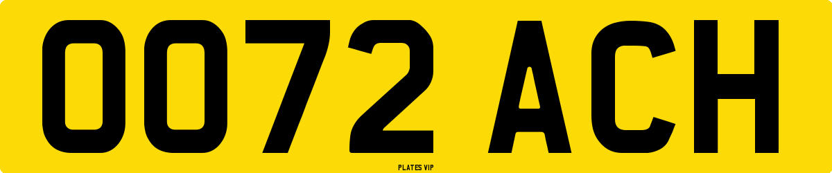 OO72 ACH Number Plate