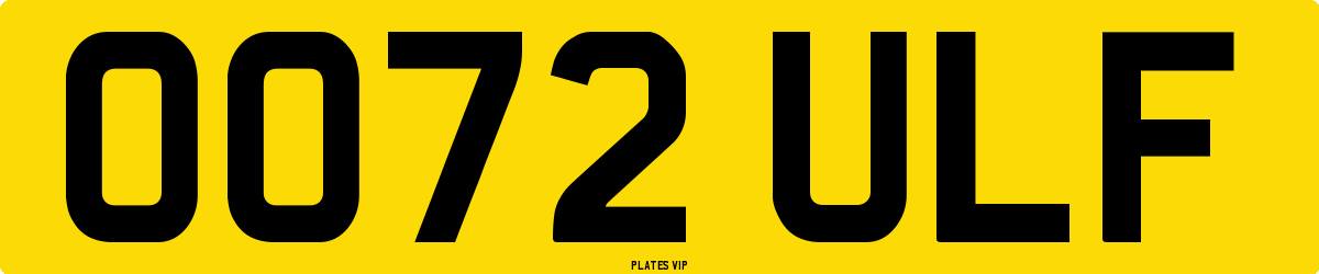 OO72 ULF Number Plate