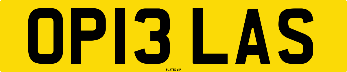 OP13 LAS Number Plate