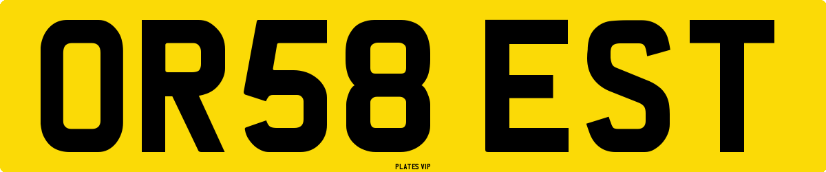 OR58 EST Number Plate