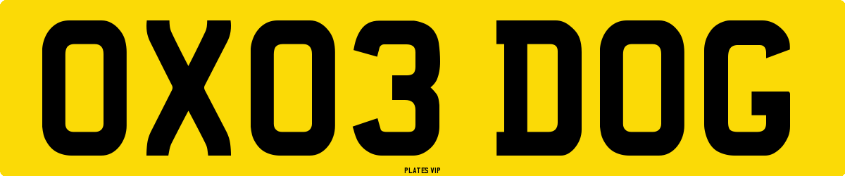 OX03 DOG Number Plate