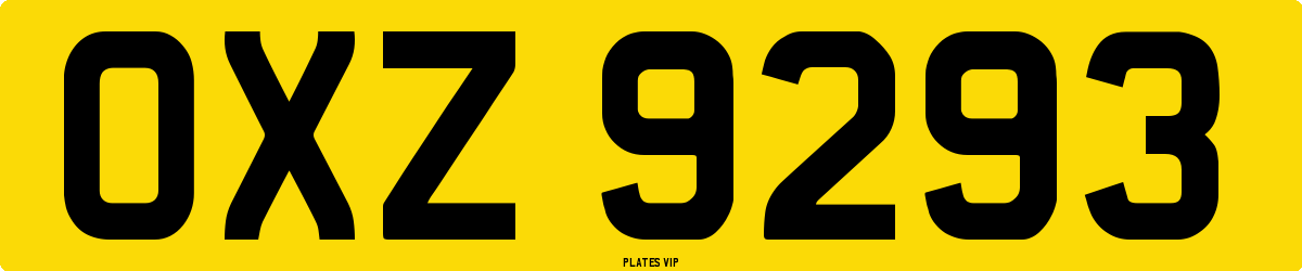OXZ 9293 Number Plate