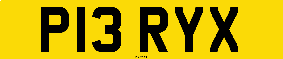 P13 RYX Number Plate