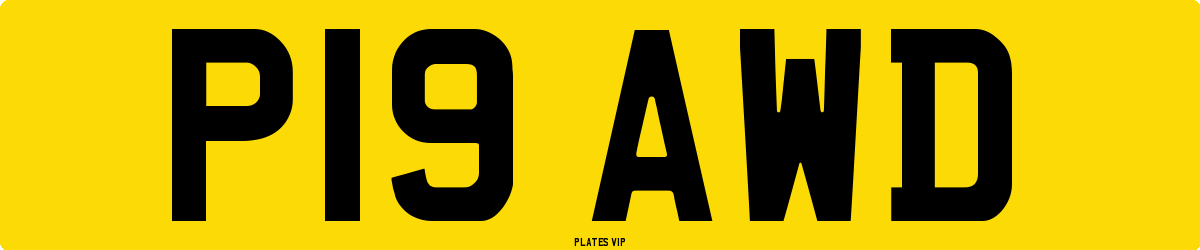 P19 AWD Number Plate