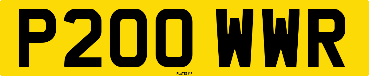 P200 WWR Number Plate