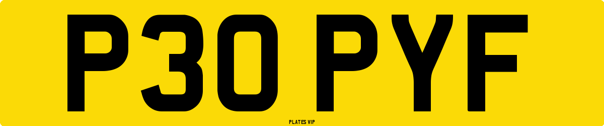 P30 PYF Number Plate
