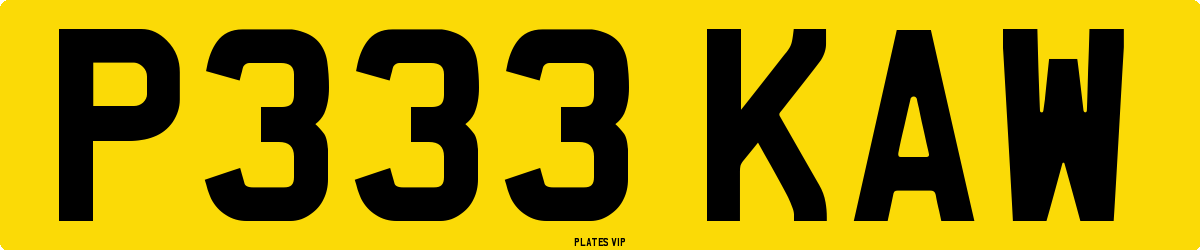 P333 KAW Number Plate