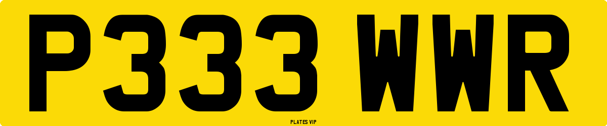 P333 WWR Number Plate