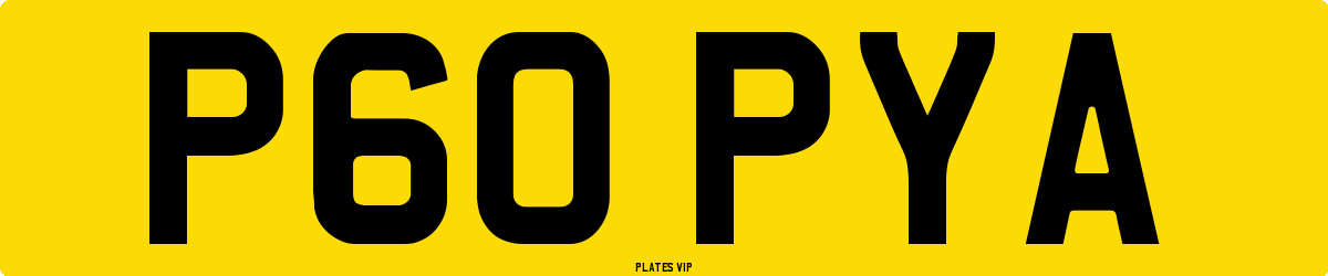P60 PYA Number Plate