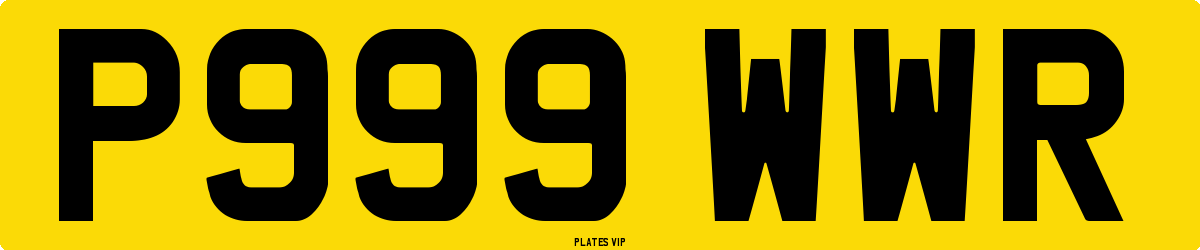 P999 WWR Number Plate