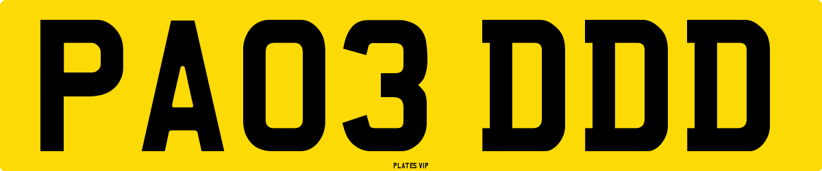 PA03 DDD Number Plate
