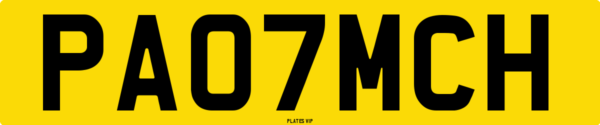 PA07MCH Number Plate