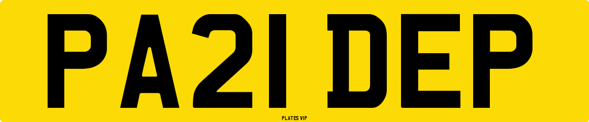 PA21 DEP Number Plate