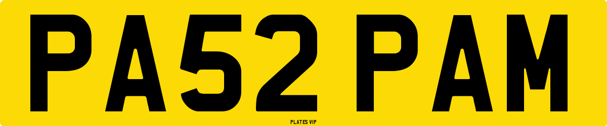 PA52 PAM Number Plate
