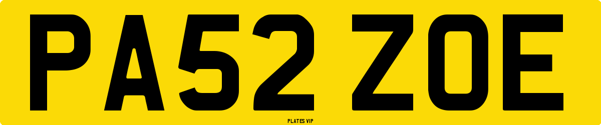 PA52 ZOE Number Plate
