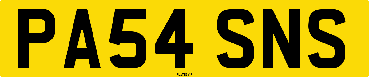 PA54 SNS Number Plate