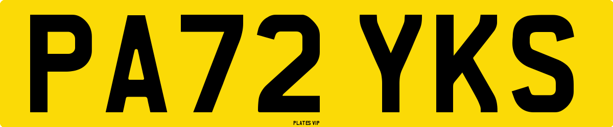 PA72 YKS Number Plate