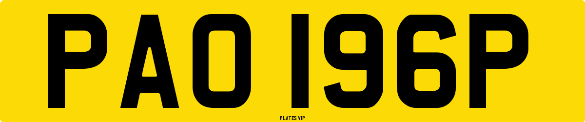 PAO 196P Number Plate