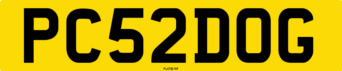 PC 52 DOG Number Plate