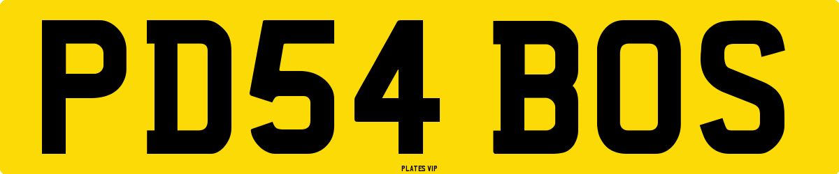 PD54 BOS Number Plate
