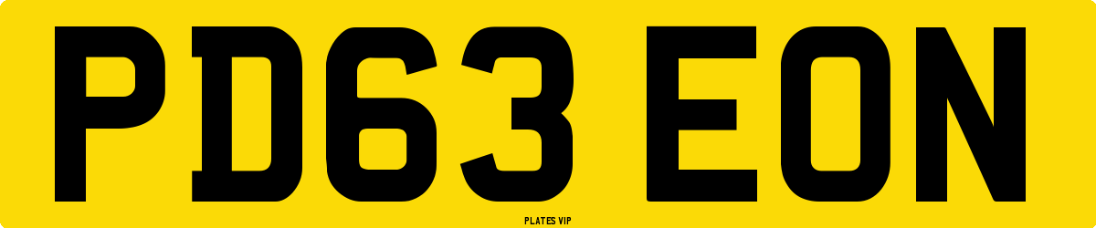 PD63 EON Number Plate