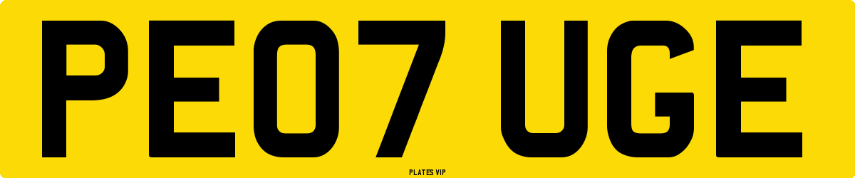 PE07 UGE Number Plate