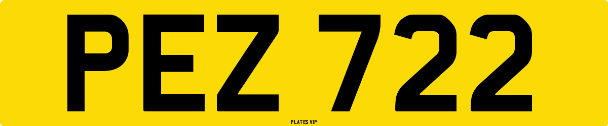 PEZ 722 Number Plate