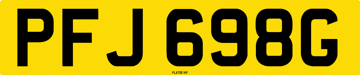 PFJ 698G Number Plate