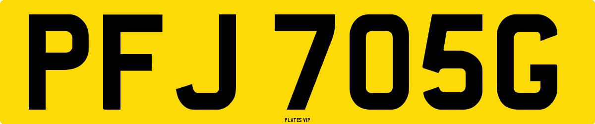 PFJ 705G Number Plate