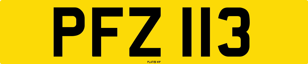PFZ 113 Number Plate
